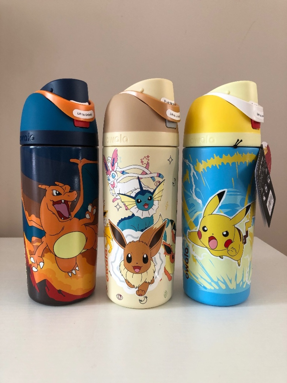 Owala Pokemon SET OF 3: CHARIZARD EVEE PIKACHU 16 oz FreeSip Target Exclusive